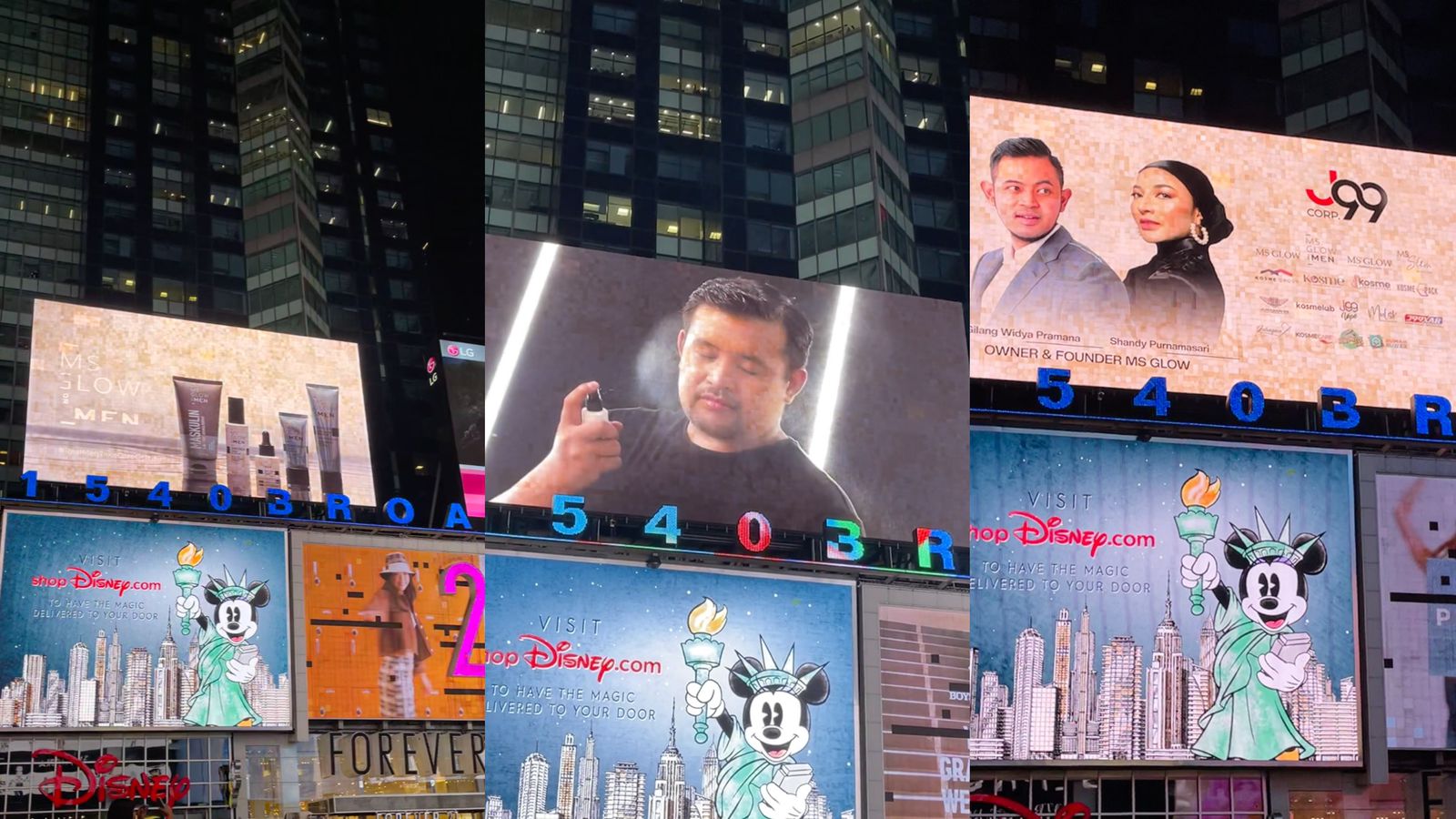 Sejumlah produk Indonesia terpampang di billboard di New York Times Square, Amerika Serikat.