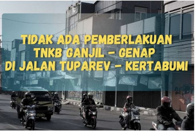Pengumuman pembatalan ganjil genap kendaraan oleh Dinas Perhubungan Karawang.