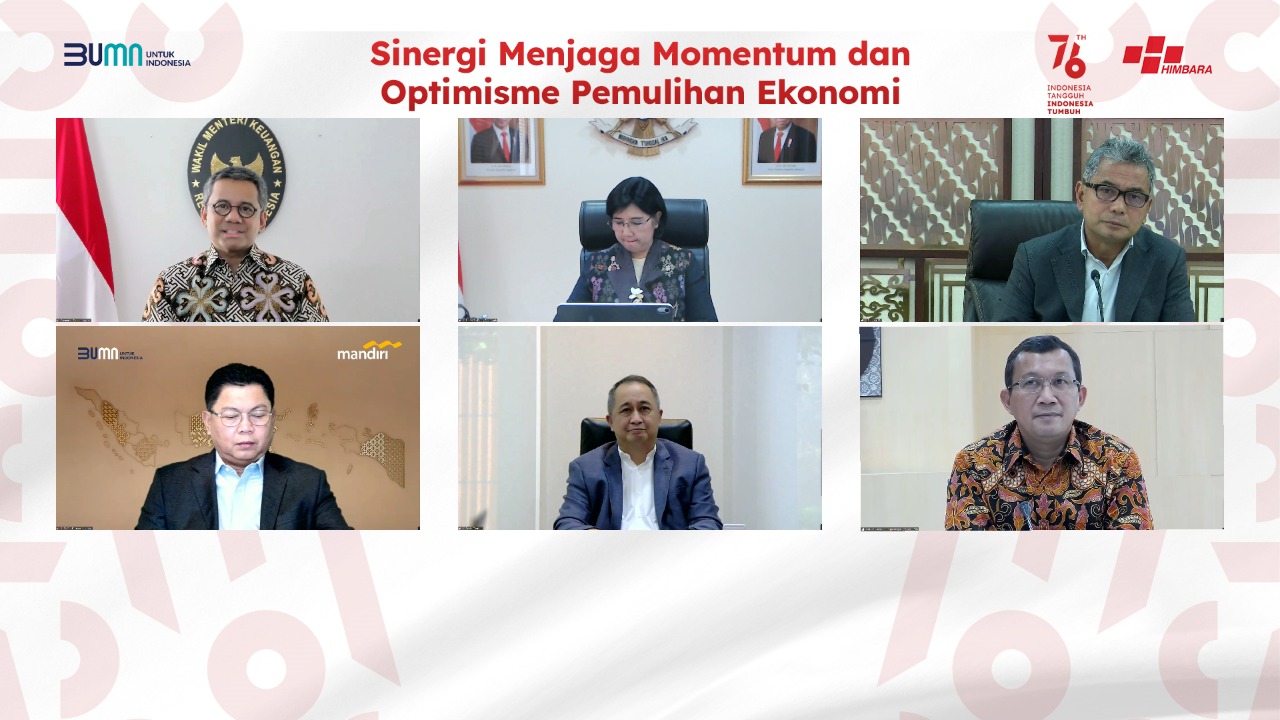 Webinar Sinergi Menjaga Momentum dan Optimisme Pemulihan Ekonomi, di Jakarta, Jumat (6/8).