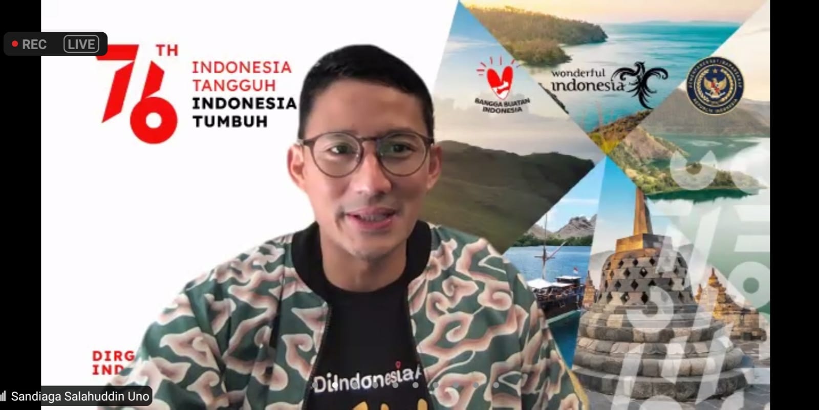 Menteri Pariwisata dan Ekonomi Kreatif,  Sandiaga Salahuddin Uno.