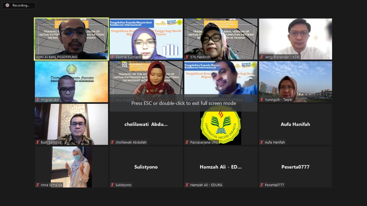 Pelatihan bagi pekerja migran Indonesia di Taiwan secara daring