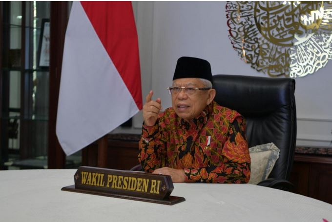 Wakil Presiden Ma'ruf Amin menyampaikan pidato pada acara Milad ke-18 AASI secara virtual, Sabtu (14/8). 