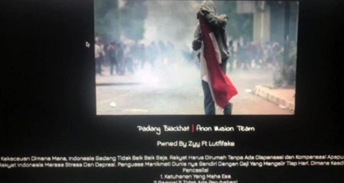 Tampilan situs Sekretariat Kabinet yang terkena aksi peretasan.