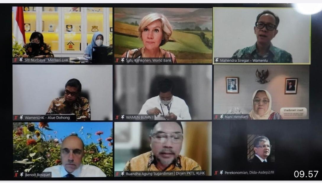 Pertmuan National Focal Point  UNFCCC Indonesia dengan Bank Dunia yang digelar secara virtual.