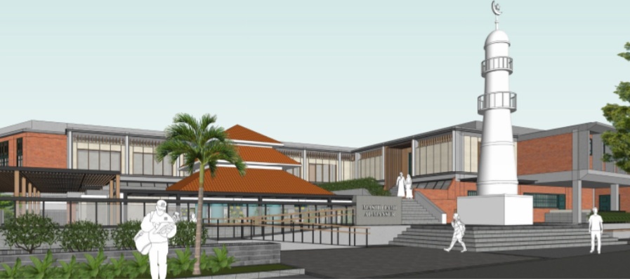 Ilustrasi gambaran bangunan Masjid Jami Al-Mansur yang akan dipugar