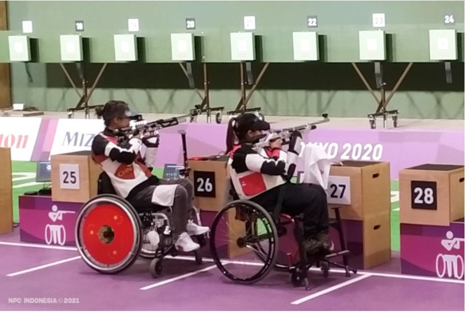Pertandingan paramenembak nomor 10 m air rifle standing R2 Paralimpiade Tokyo 2020 di Asaka Shooting Range, Senin (30/8).