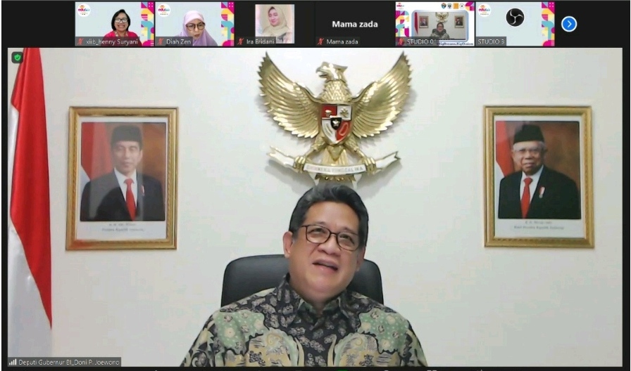 Deputi Gubernur Bank Indonesia (BI) Doni Primanto Joewono saat jadi pembicara di Edufair seri PTN UNS yang digelar SMAN 8 Jakarta.