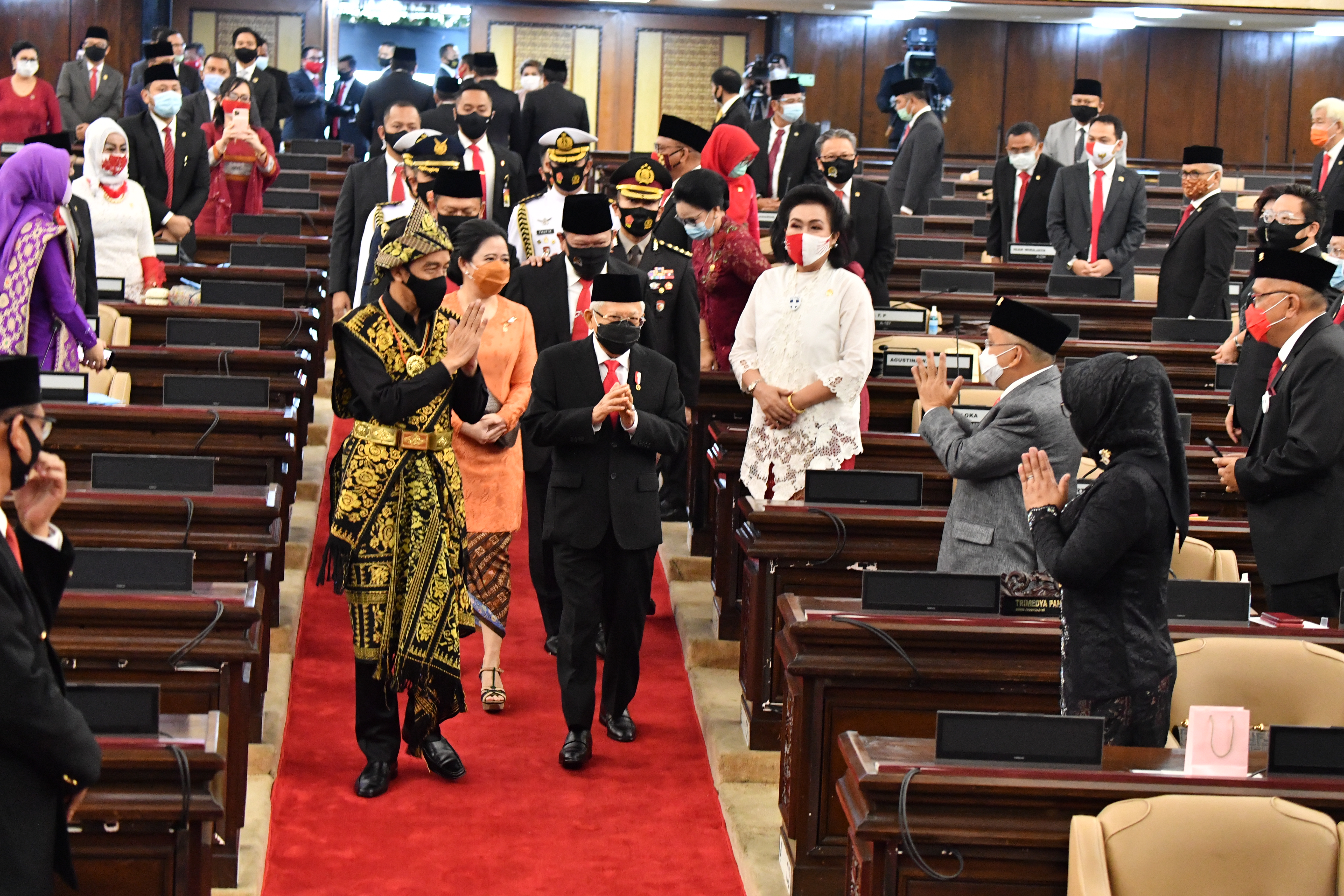 Presiden Jokowi dan Wapres Ma’ruf Amin saat menghadiri sidang tahunan MPR pada 2020.