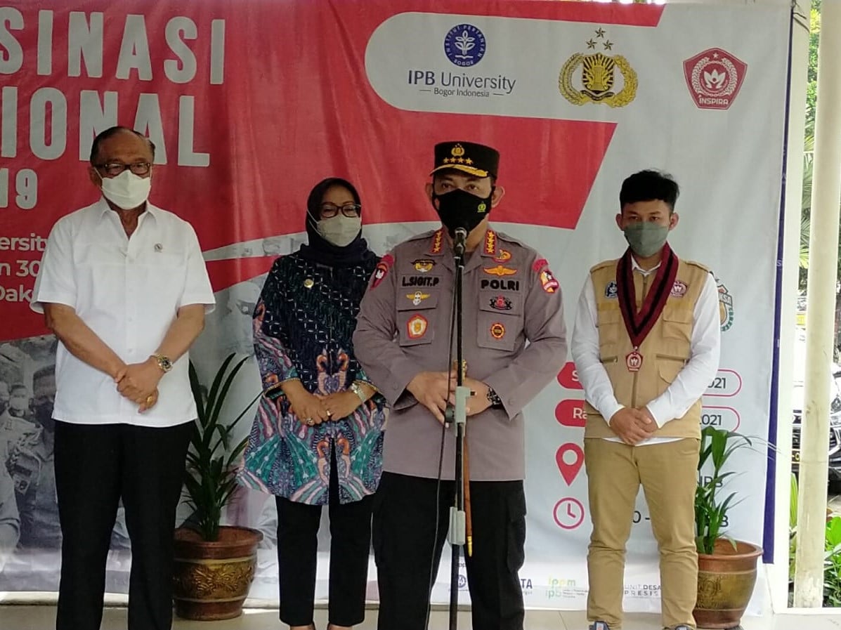 Kapolri Jenderal Listyo Sigit Prabowo di IPB University, Darmaga, Bogor, Jawa Barat, Selasa (3/8).