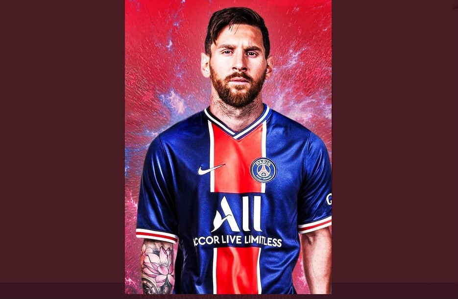 Lionel Messi bersergam PSG yang diunggah oleh akun twitter salah satu investor PSG asal Qatar Khalifah bin Hamad Al-Thani