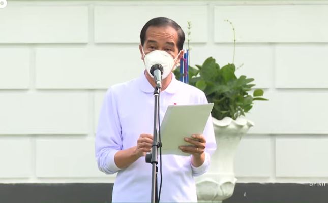 Presiden Joko Widodo saat menerima para atlet Olimpiade Tokyo 2020 di Istana Merdeka.