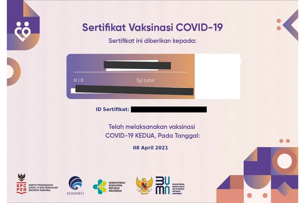 Ilustrasi sertifikat vaksin covid-19