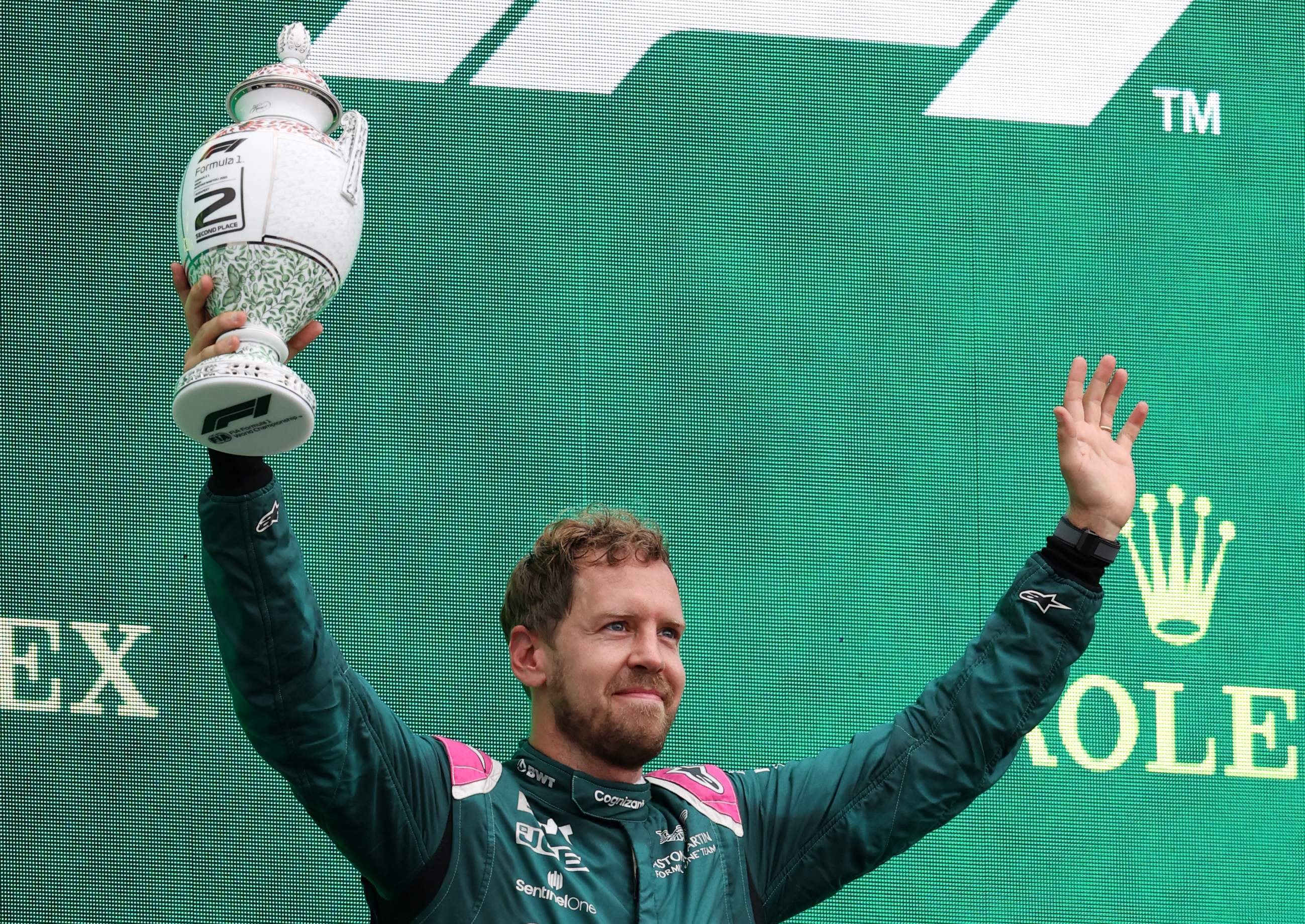Pembalap Aston Martin Sebastian Vettel