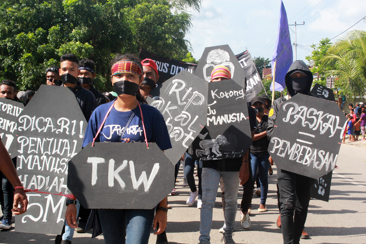 Aksi protes melawan perdagangan manusia di wilayah Kupang, NTT, pada 2018 lalu.