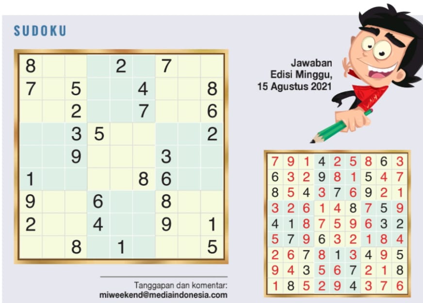 Sudoku Edisi 22 Agustus 2021