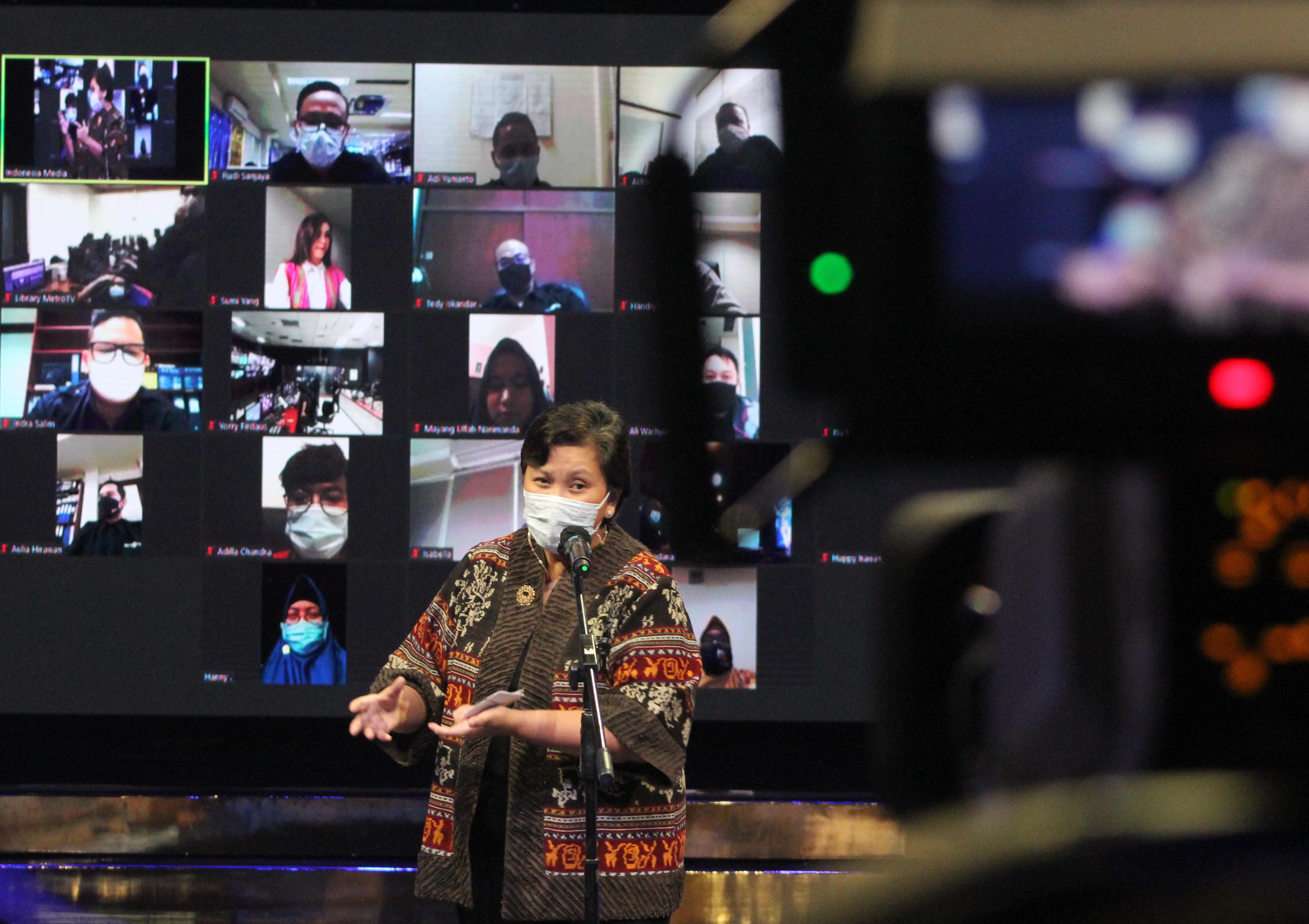 Wakil Ketua MPR RI Lestari Moerdijat saat memberikan sambutan HUT Metro TV.