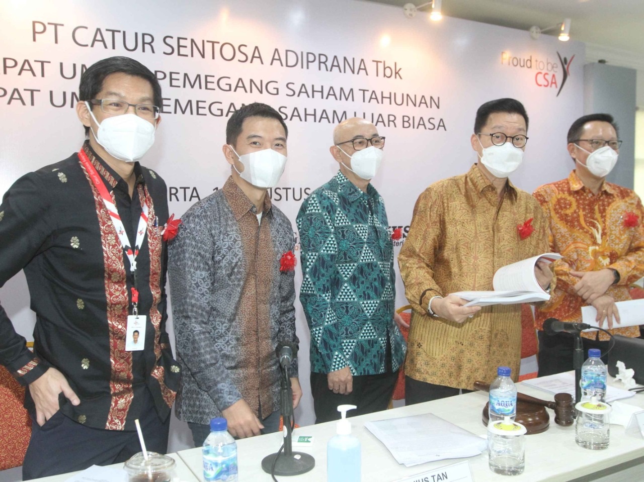 Jajaran Komisaris dan Direksi  Catur Sentosa Adiprana usai RUPS Tahunan 2021. 
