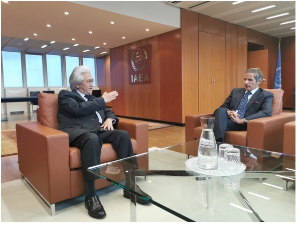 Duta Besar (Dubes) RI untuk Austria dan PBB, Dr. Darmansjah Djumala bertemu Dirjen Badan Tenaga Atom Dunia (IAEA), Rafael Mariano Grossi.