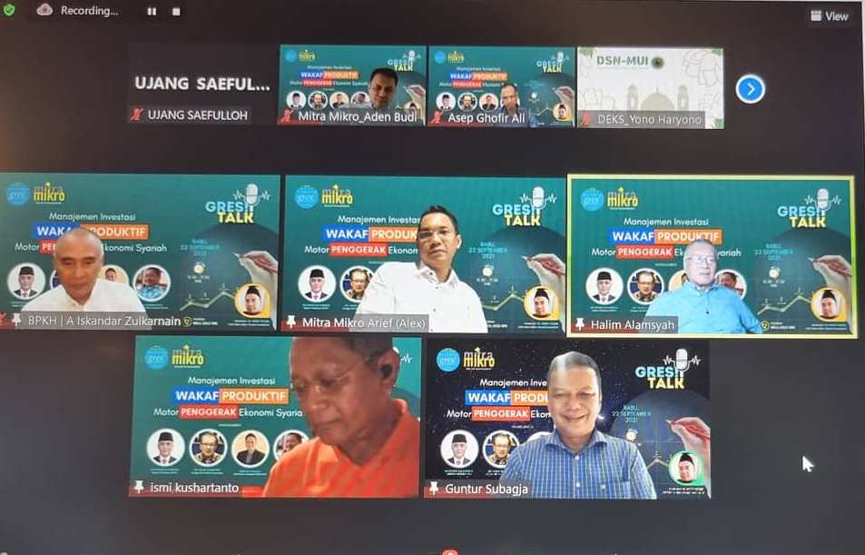  Webinar Gres!Talk Manajemen Investasi Wakaf Produktif Motor Penggerak Ekonomi Syariah.