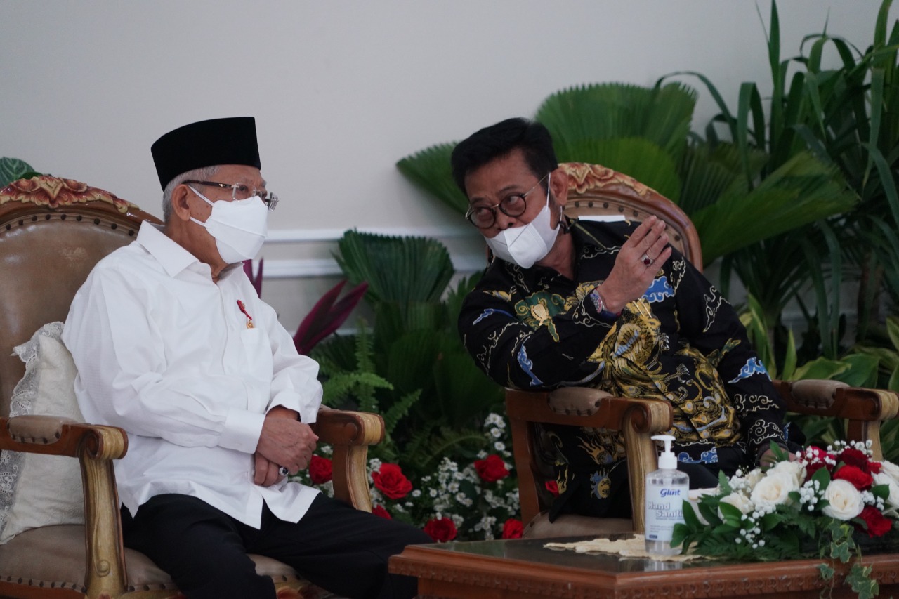 Wapres Ri Ma'ruf Amin (kiri) dan Mentan Syahrul Yasin Limpo