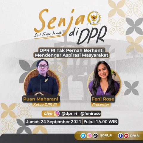Ketua DPR RI Puan Maharani dalam Sesi Tanya Jawab (Senja) bersama pembawa acara Feni Rose.