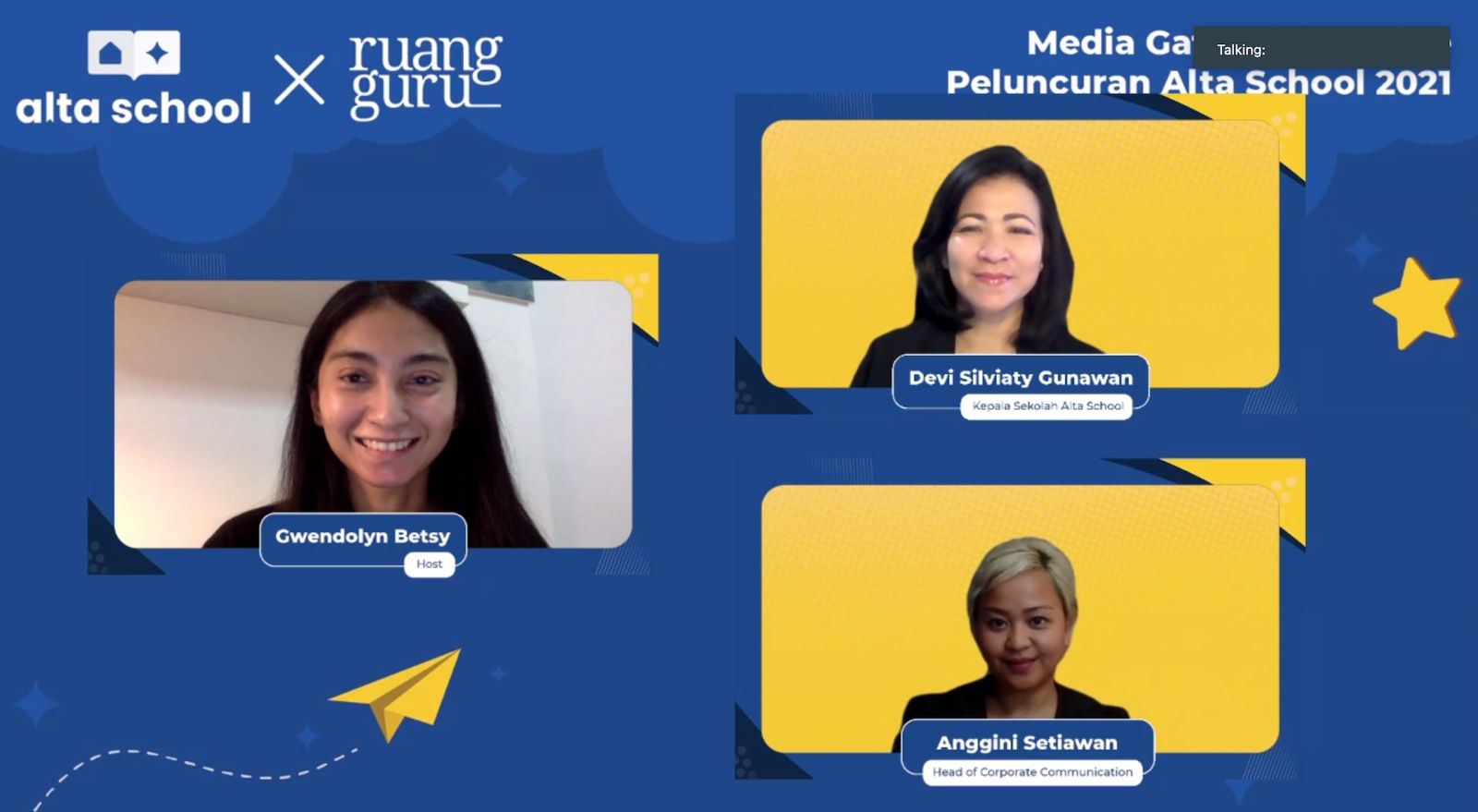 Para pembicara dalam peluncuran sekolah online Alta School.