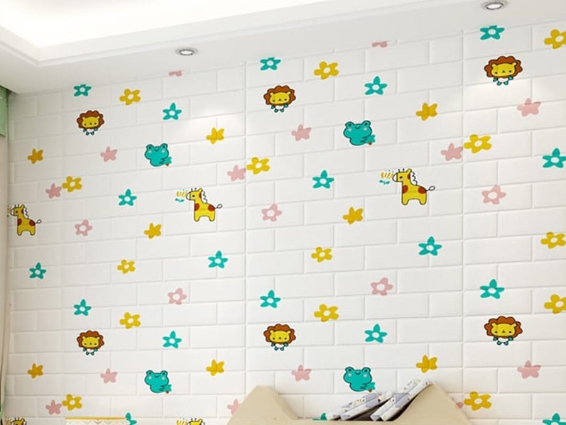 Wallpaper bata 3D merupakan kertas dinding tiga dimensi yang wujudnya menyerupai batu bata serta terbagi menjadi beberapa warna.