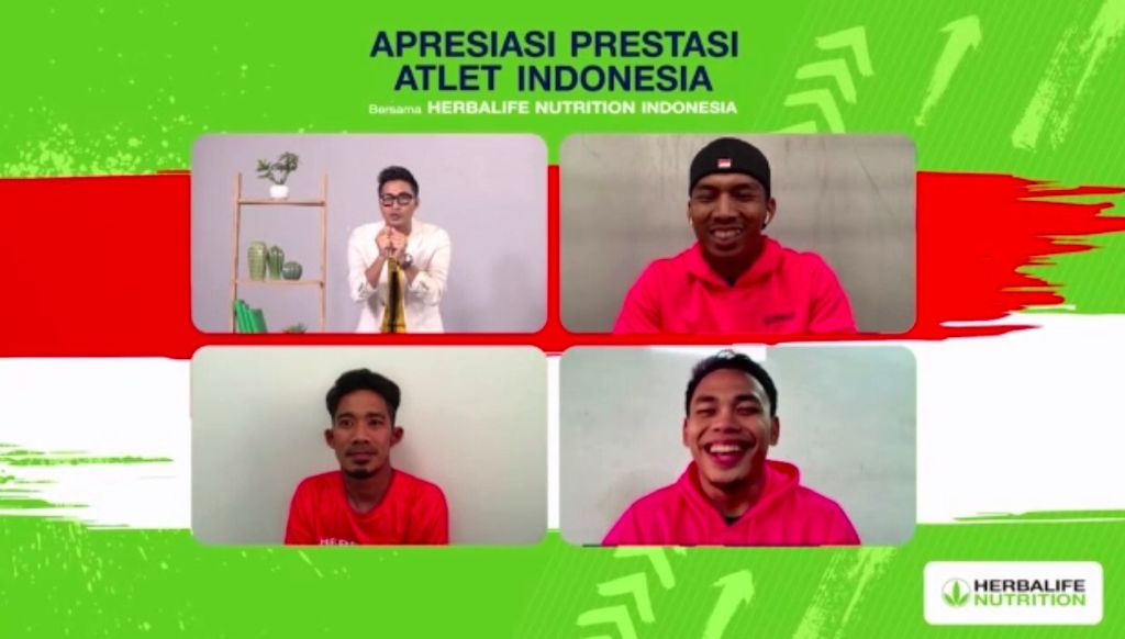 Atlet angkat besi Eko Yuli Irawan dan Deni serta atlet para balap sepeda Muhammad Fadli Imammudin dapat apresiasi dari Herbalife Nutrition.