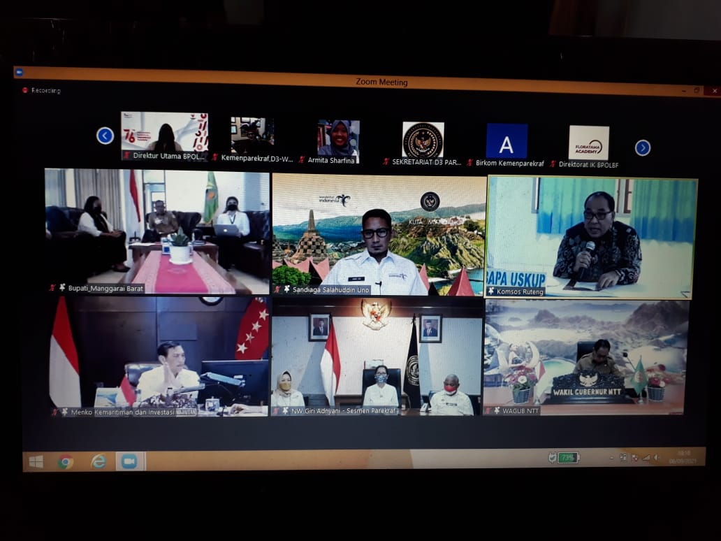 Kegiatan secara online ini juga dihadiri Menko Marves Luhut Binsar Panjaitan, Menparkref Sandiaga Uno, dan Uskup Ruteng Mgr Sipri Hormat.