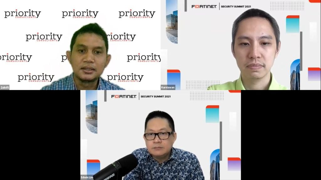 Country Director Fortinet Indonesia, Edwin Lim, saat media briefing secara virtual, Rabu (8/9).