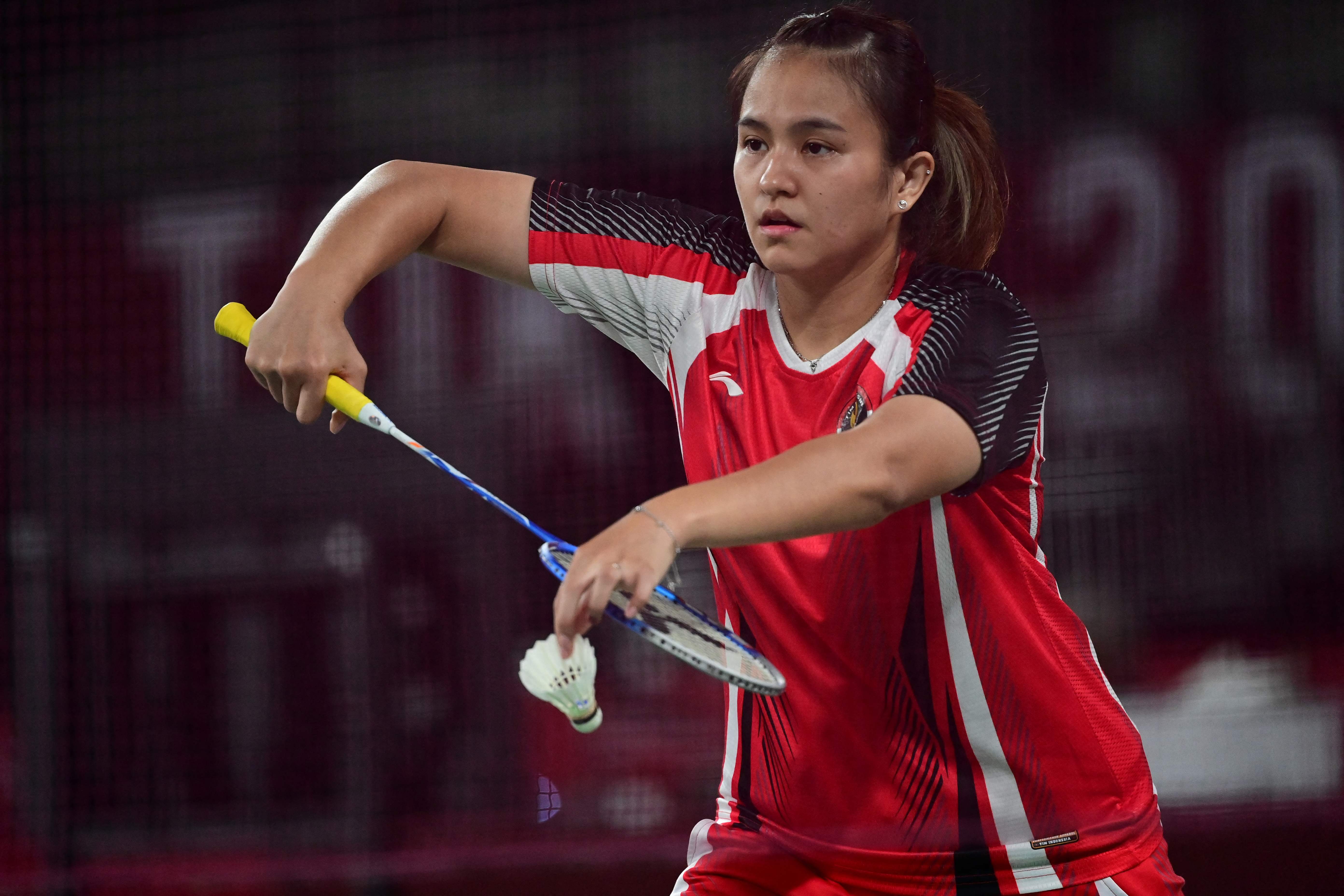 Pebulu tangkis Indonesia Melati Daeva saat berlaga di Olimpiade Tokyo 2020.