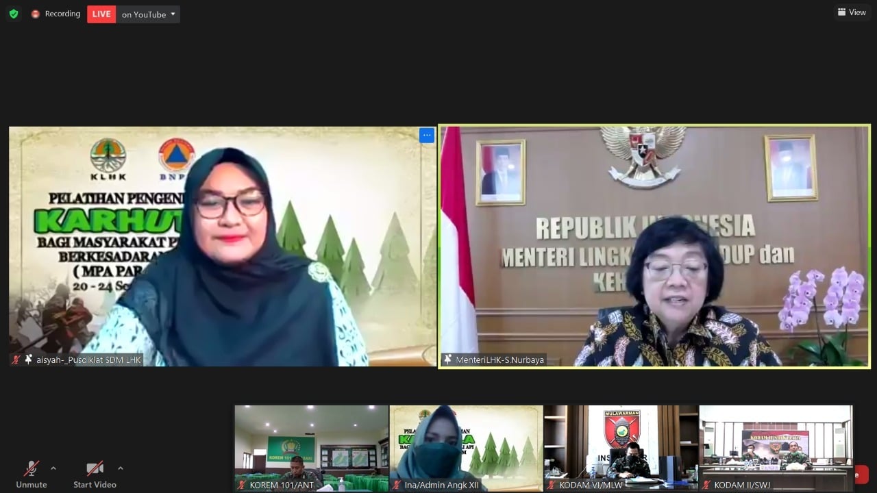 Pelatihan Pengendalian Kebakaran Hutan dan Lahan Bagi Masyarakat Peduli Api Berkesadaran Hukum (MPA Pralegal) Tahun 2021 secara daring.