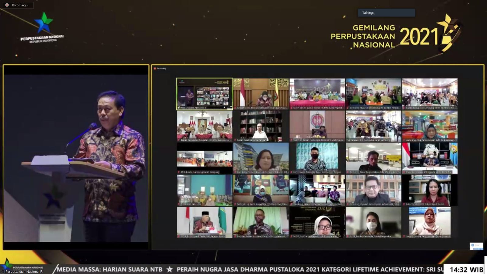 Acara Gemilang Perpustakaan Nasional yang berlangsung, Selasa (14/9).  