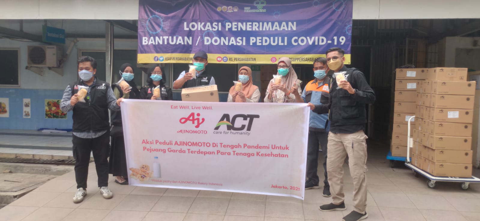  PT Ajinomoto Indonesia Group bekerjasama dengan Organisasi Aksi Cepat Tanggap (ACT) memberikan donasi untuk para tenaga kesehatan.