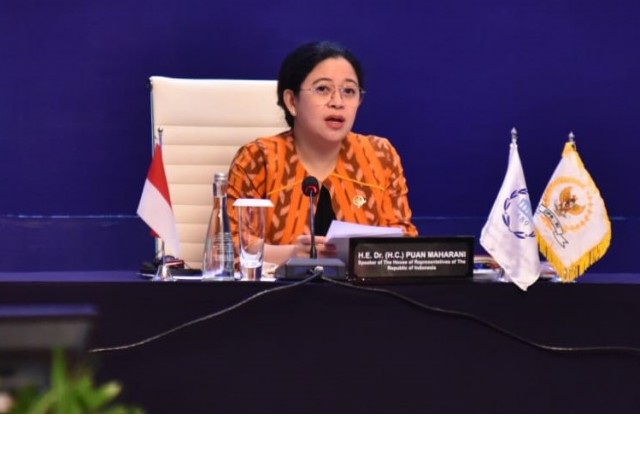 Ketua DPR Puan Maharani saat membuka The First Global Parliamentary Meeting On Achieving The Sustainable Development Goals (SDGs). 