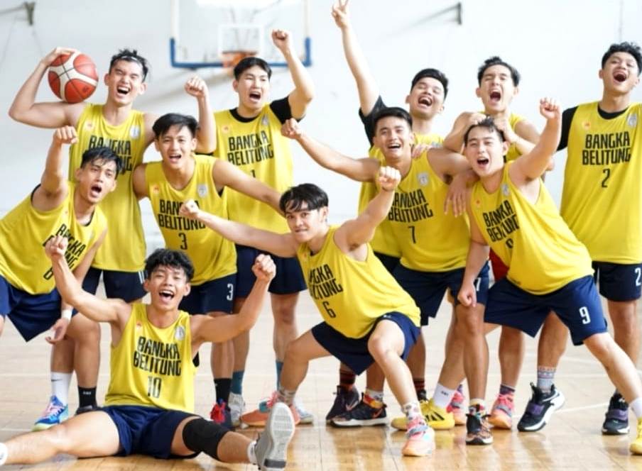 Para atlet bola basket Babel seusai latihan.