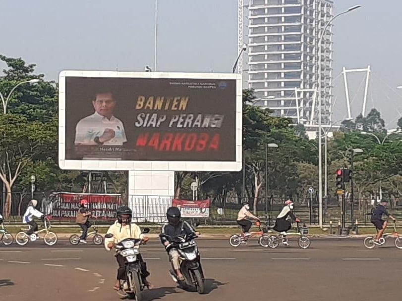 Penayangan konten video kampanye antinarkoba di titik lokasi ICE BSD City.