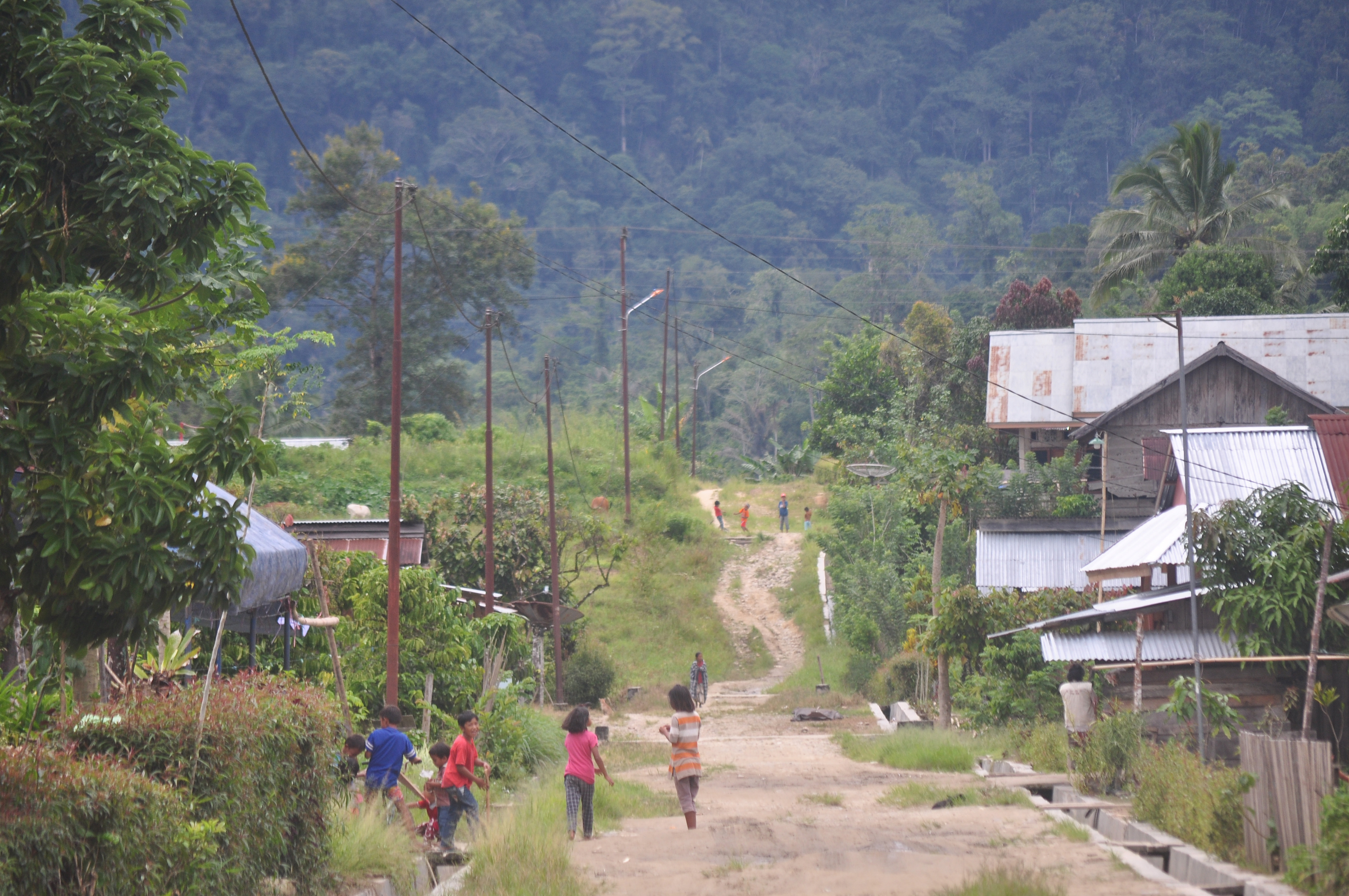 Sejumlah anak-anak bermain di sekitar perkampungan mereka di Desa Lemban Tongoa, Kecamatan Palolo, Kabupaten Sigi, Sulawesi Tengah