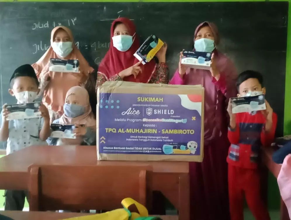 TPQ Al-Muhajirin di Sambiroto, Tembalang, Semarang, Jateng, dapat bantuan maskergratis atas informasi netizen.  