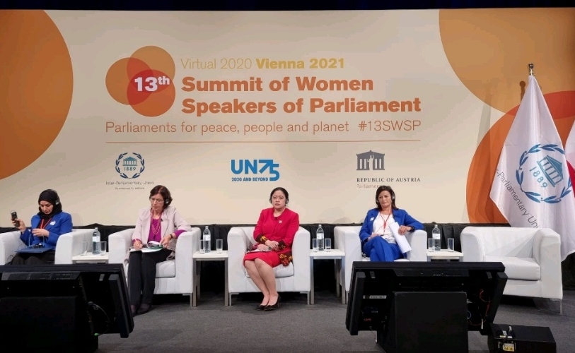 Ketua DPR RI Puan Maharani saat menghadiri 13th Summit of Wimen Speakers of Parliament di Wina, Austria.