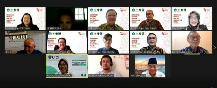 Webinar dengan tema Generasi Digital untuk Indonesia Maju bekerja sama antara UICI dan Kantor Dagang dan Ekonomi (KDEI). 