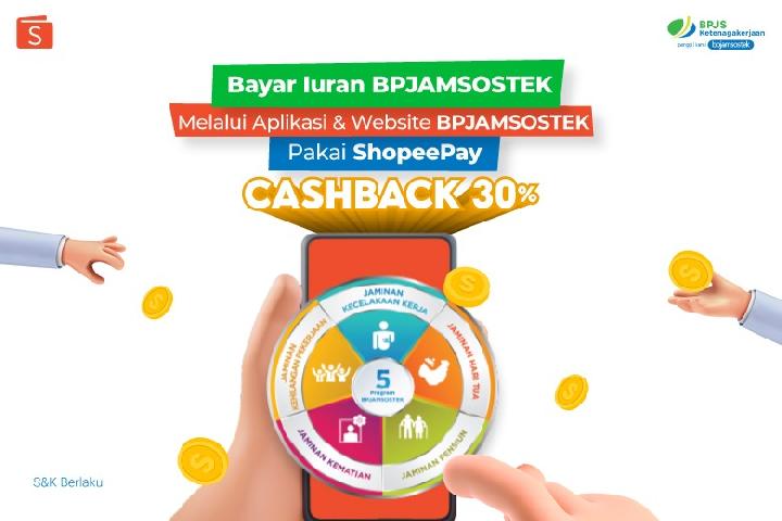 Peserta BPJAMSOSTEK dapat menyelesaikan proses pembayaran iuran secara praktis dan aman dengan menggunakan ShopeePay. 
