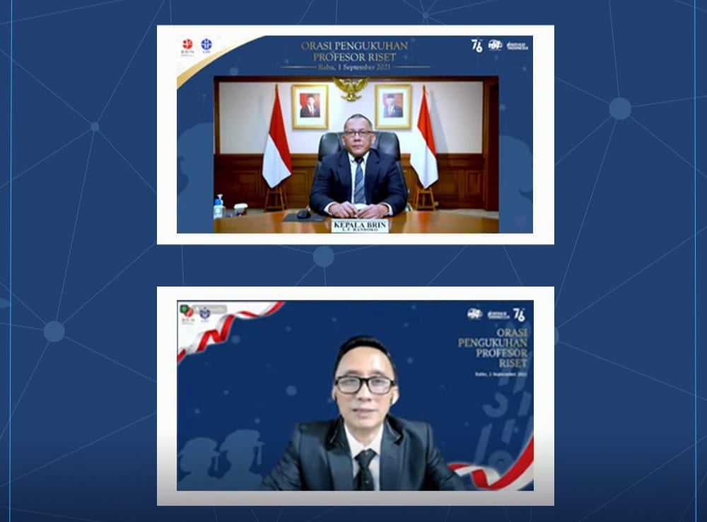 Pengukuhan empat profesor LIPI secara vritual oleh Kepala BRIN Tri Laksono Handoko.