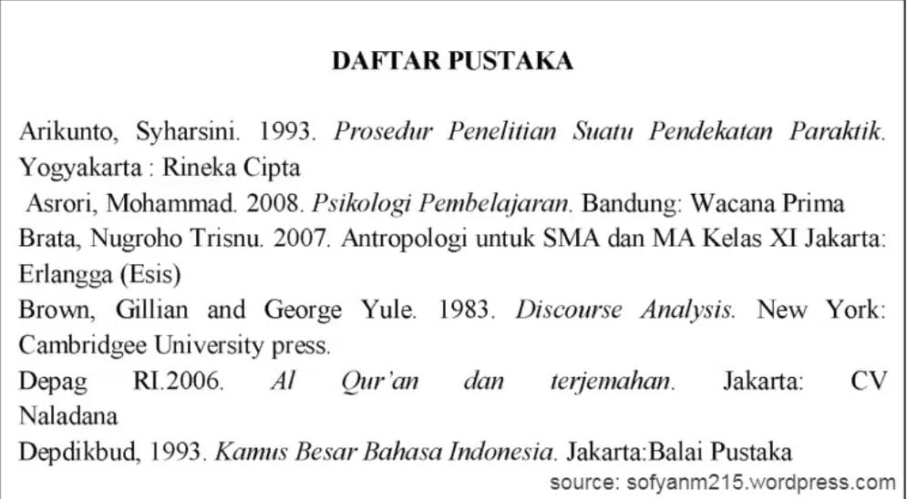 Contoh daftar pustaka