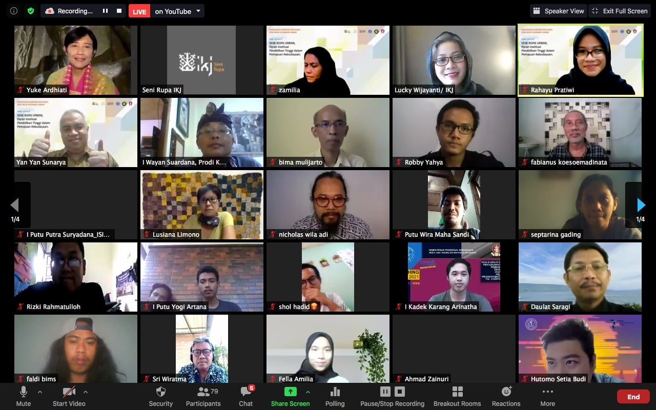 Seminar 'Pusaran Urban' Fakultas Seni Rupa Institut Kesenian Jakarta yang berlangsung secara daring. 