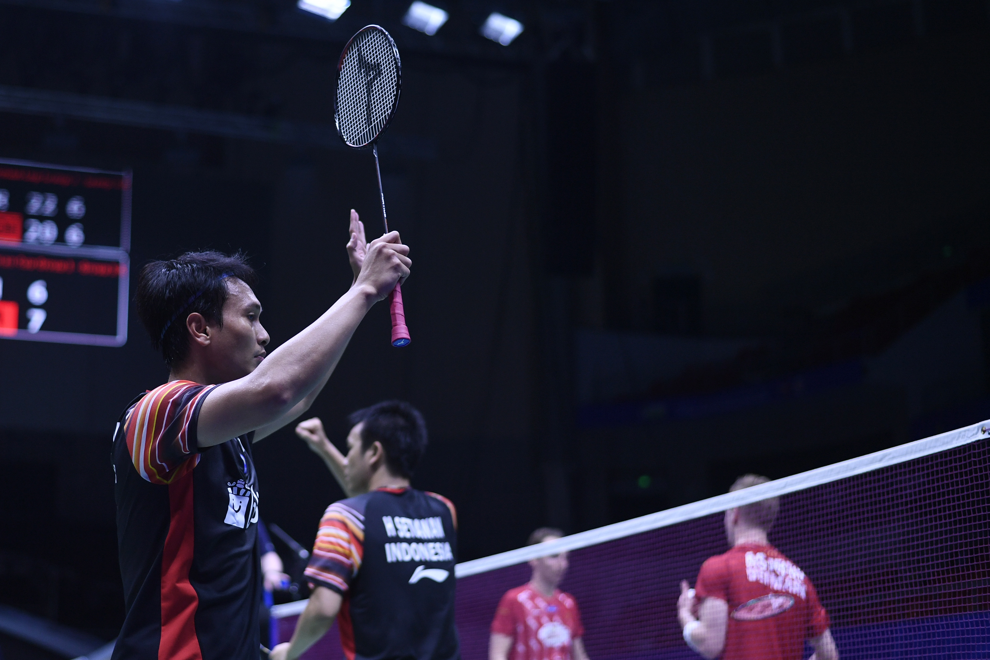 Pebulu tangkis Indonesia saat melawan pebulu tangkis asal Denmark dalam Piala Sudirman 2019.