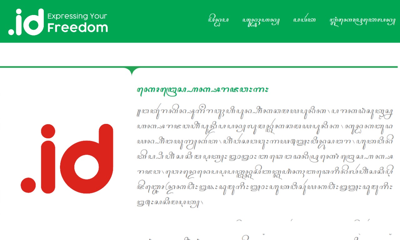 Contoh aksara Jawa di muka laman Pandi.