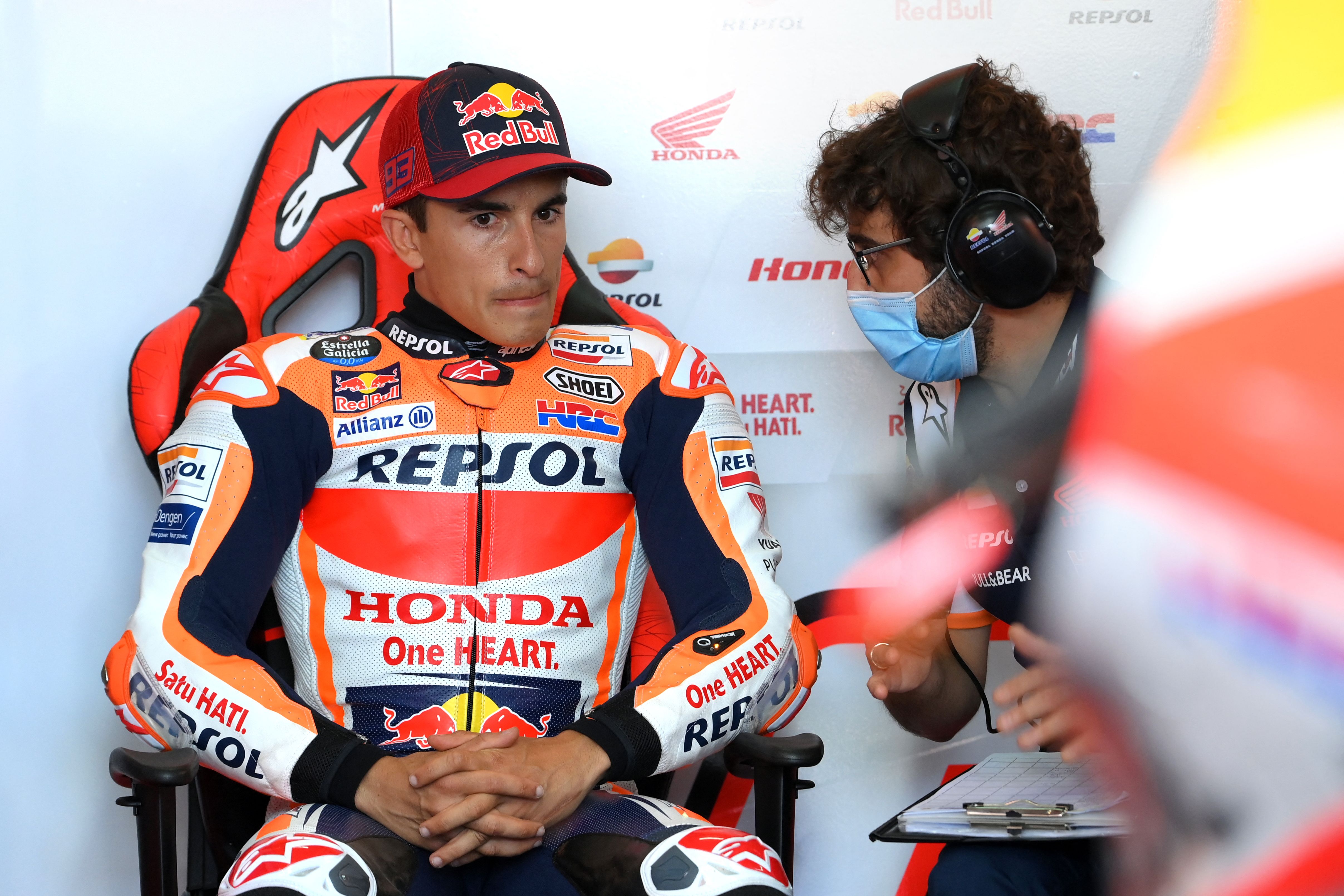 Marquez Marah Usai Terjatuh di Latihan Bebas Kedua MotoGP Aragon