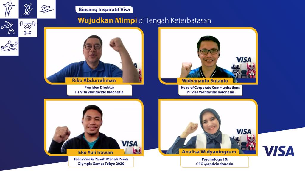 Lifter Eko Yuli Irawan berbagi kisah suksesnya dalam webinar Bincang Inspiratif Visa ' Wujudkan Mimpi di Tengah Keterbatasan', baru-baru in.