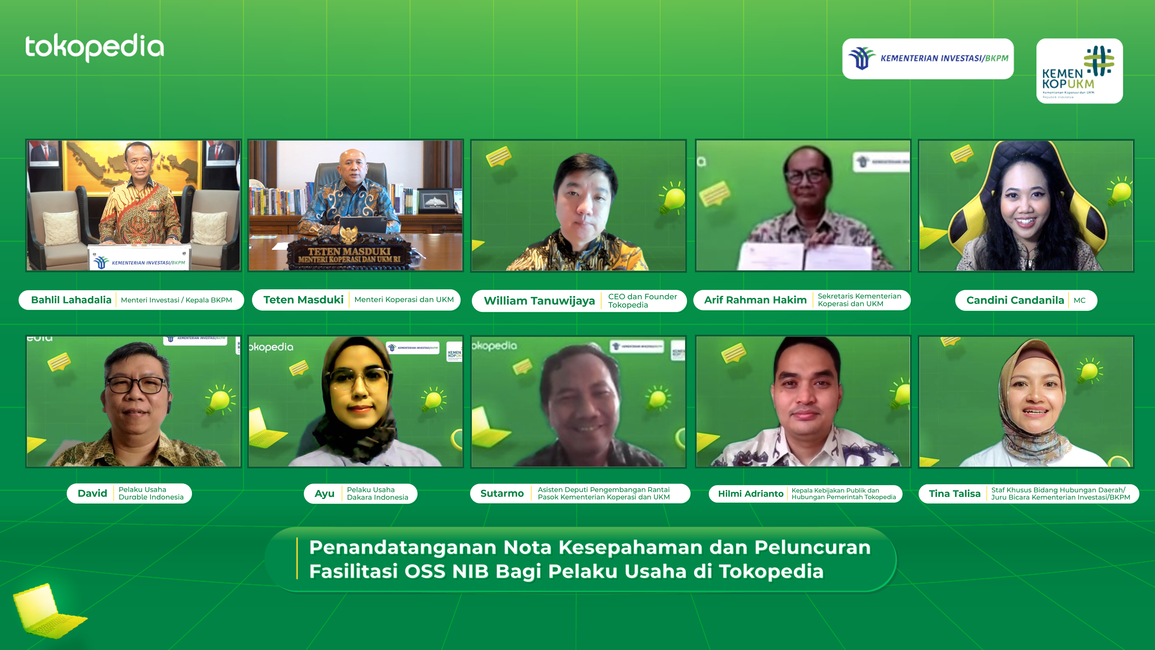 Penandatangan nota kesepahaman Kemenkop-UKM dan Tokopedia